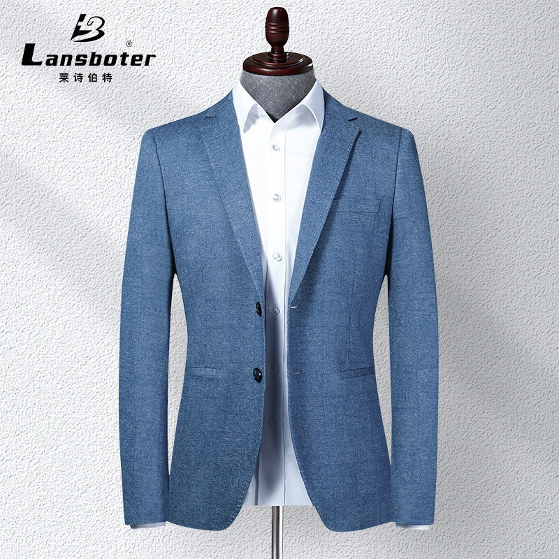 Leishibert Men's Suit Spring and Autumn Knitted Stretch Men's Suit Korean Style Slim Fit Small Suit Casual Jacket Cross-Border Leishibert Men's Suit Spring and Autumn Knitted Stretch Men's Suit Korean Style Slim Fit Small Suit Casual Jacket Cross-Border