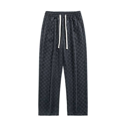 Men's Casual Straight-Leg Wide-Leg Sports Lounge Pants with Sheer Corduroy for Spring and Summer