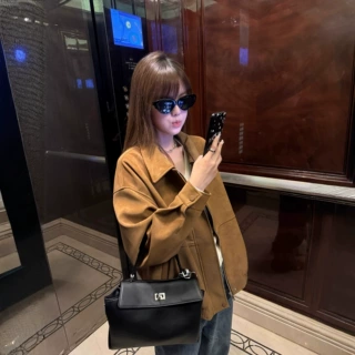 复古麂皮夹克女2026秋冬季美式宽松翻领休闲百搭外套上衣高级外衣