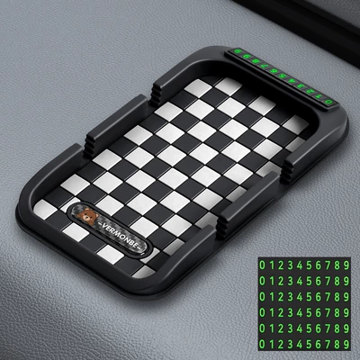 Anti-slip mat | to Lexus ES/RX/LS/LM/NX/UX/LX car - plaid-double-card-slot-navigation-mat-default-black-and-white-brown-bear-for-other-models-please-leave-a-message