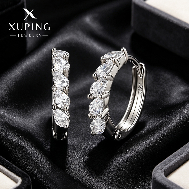 Xuping joyería estilo de moda europea y americana aretes exagerados doble fila brillante aretes de aretes de arroz de arroz pendientes de arroz transfronterizos aretes al por mayor image 57