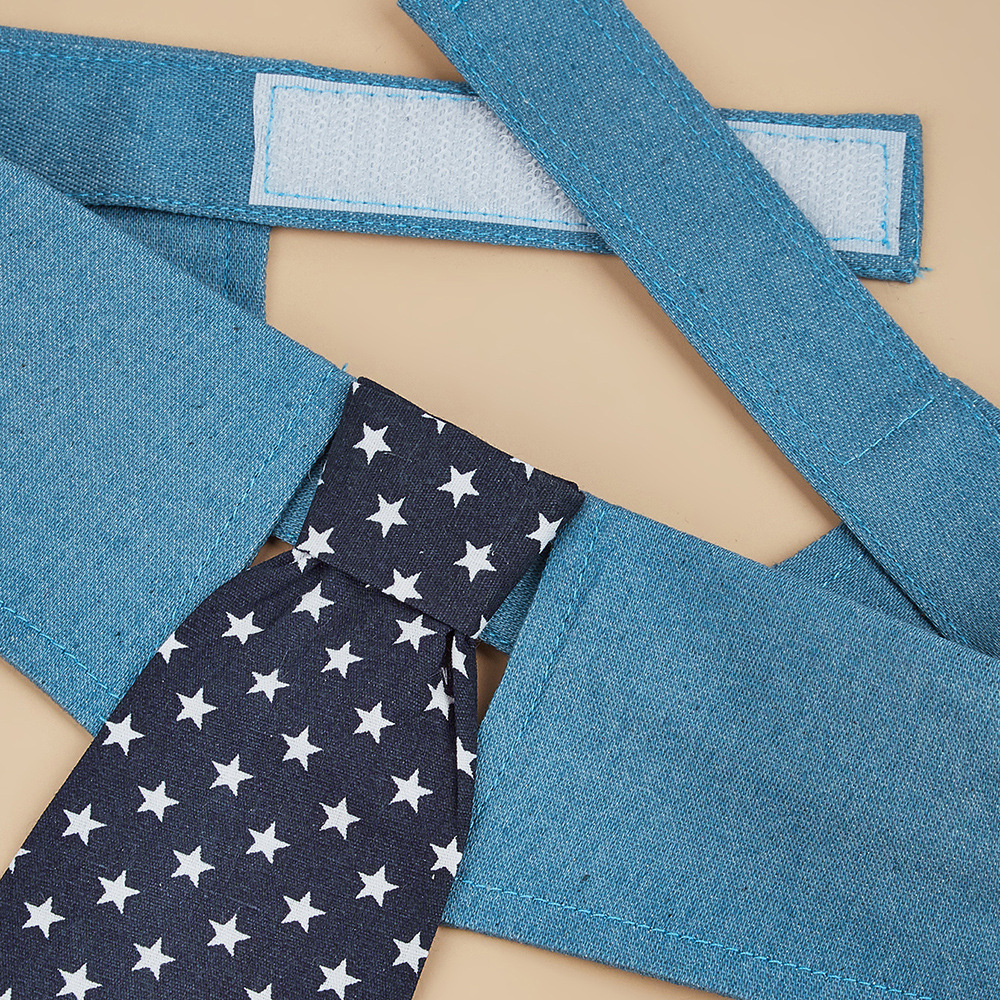 Tanpopo nueva mascota de algodón de mezclilla corbata estrella de cinco puntas patrón de ropa para mascotas corbata de perro casual