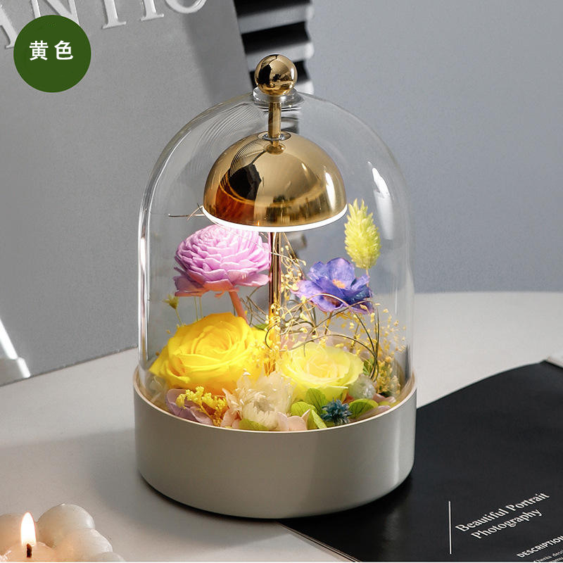 Yunnan al por mayor campana de viento eterna flor de vidrio lámpara de escritorio caja de regalo adornos lámparas de noche dormitorio regalo cálido