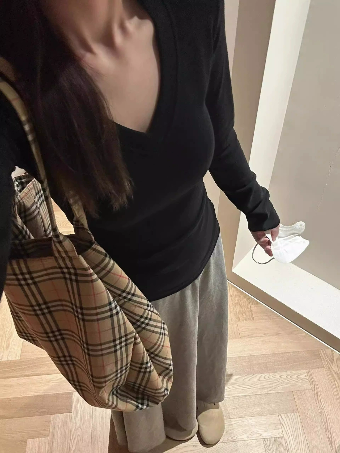 Женственная блуза с длинным рукавом, V-образный вырез, Slim Fit, осень, размеры S–XL, черный/серый/белый