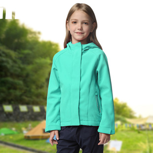 Cross-border girls' spring and autumn jacket European and American children's outdoor sports jacket windproof fleece-lined soft shell jacket