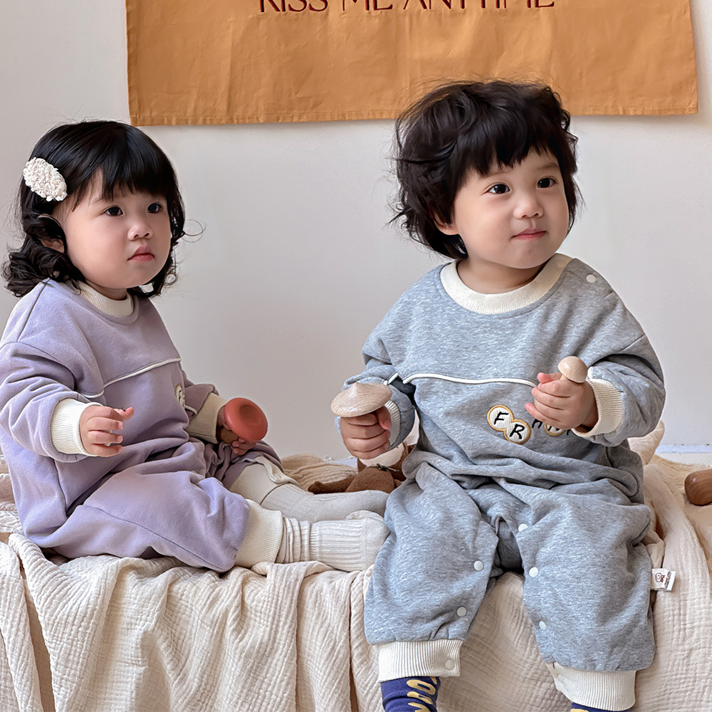 Bebé primavera y otoño manga larga estilo deportivo coreano mameluco de algodón para bebé 0-18 meses traje de escalada para recién nacidos