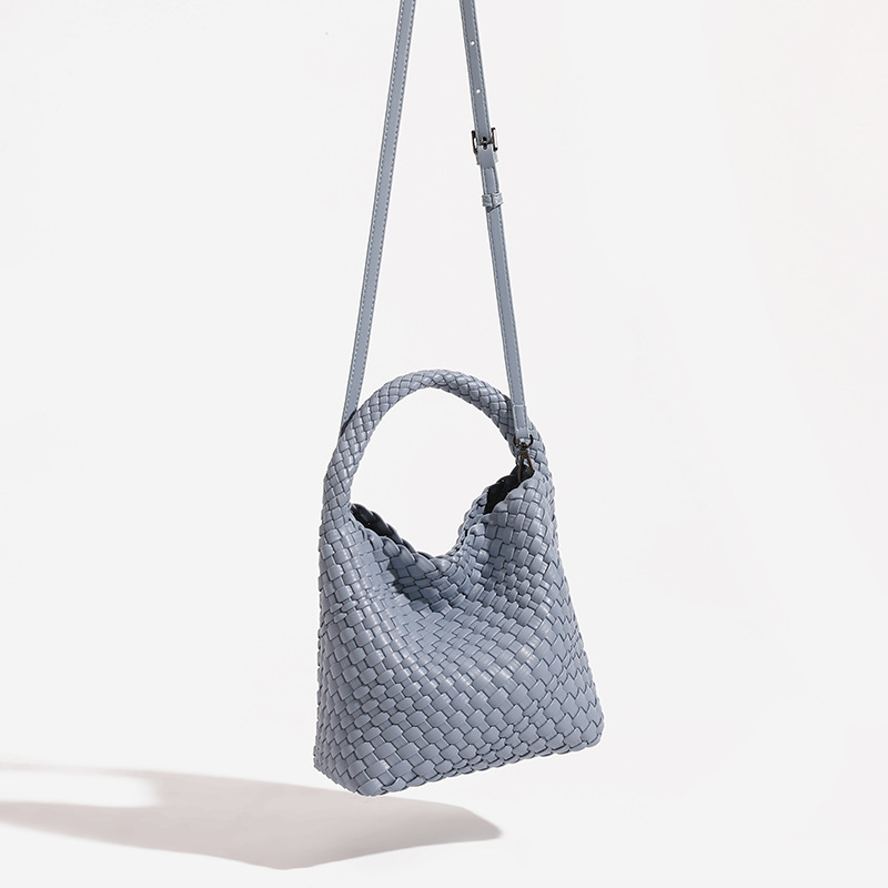 Niche Design Luxury Hand-Woven Handbag & Crossbody Bag, Light Luxury Women's Commuter Set, Casual Bucket Bag - Thumbnail 4