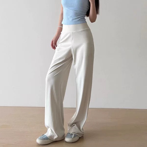 Cross-Border High-Waisted Wide-Leg Sports Pants for Women, Quick-Dry, Loose Straight-Cut, Drapey, Slimming, Suitable for Running, Fitness, Casual Wear, and Yoga