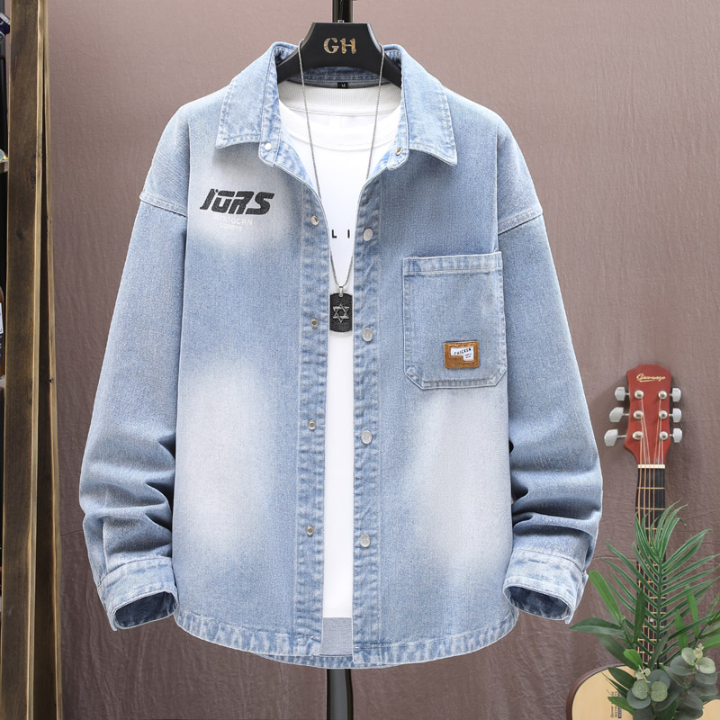 Spring and Autumn Jackets, Shirts, Jackets for Boys, Denim Workwear, Trendy and Handsome Teenagers and Students, Casual Long-Sleeved Shirts