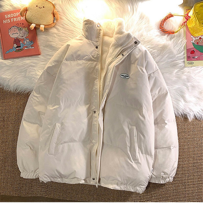 Cross-Border Winter Stand-Up Collar Men's Korean Style Loose Solid Color Slimming down Cotton Jacket Versatile Thickened Warm Coat