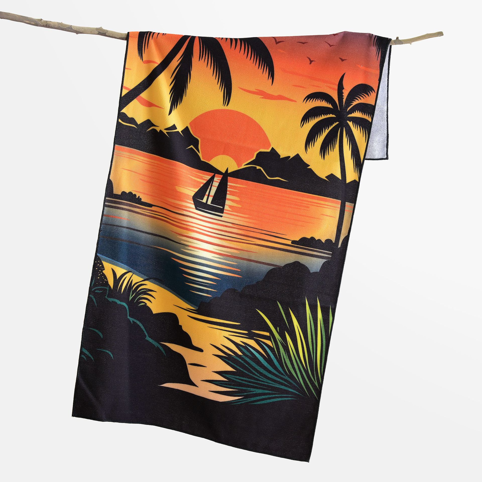 亚马逊超细纤维速干沙滩巾酒店游泳吸水数码印花浴巾沙滩毛巾外贸