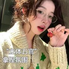 新款韩系学院风金丝眼镜椭圆框近视女可配有度数超轻素颜防蓝光镜