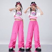 爵士舞女童服装嘻哈女孩套装炸街女团hiphop舞蹈演出儿童街舞潮服