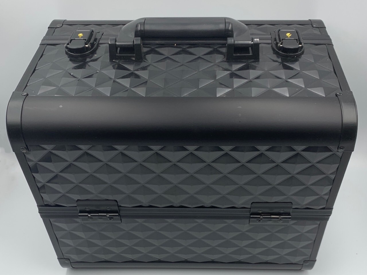 Fábrica comercio exterior en stock nueva aleación de aluminio caso cosmético portátil tatuaje manicura caja herramientas doble abierto gran capacidad con cerradura