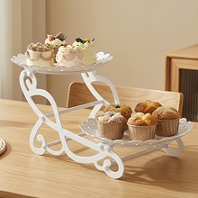 跨境塑料甜品台展示架婚礼客厅家用果盘高级感轻奢蛋糕托盘蛋糕架