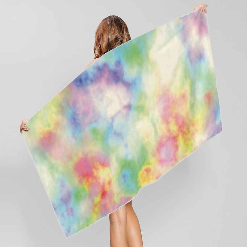 Printing rendering double-sided velvet microfiber absorbent towel double rectangular beach towel bathing swimming children beach towel