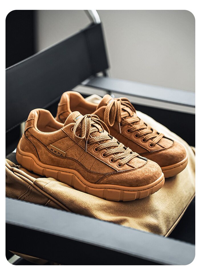 Giày sneaker nam cổ thấp form rộng mũi tròn, đế dày 3 cm, phong cách retro, cỡ lớn — 5018 Kaki, 5018 màu lạc đà, 5018 màu đen chi tiết 11