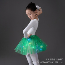 跨境外贸新款女童发光蓬蓬裙圣诞节表演儿童tutu半身裙灯光舞蹈服