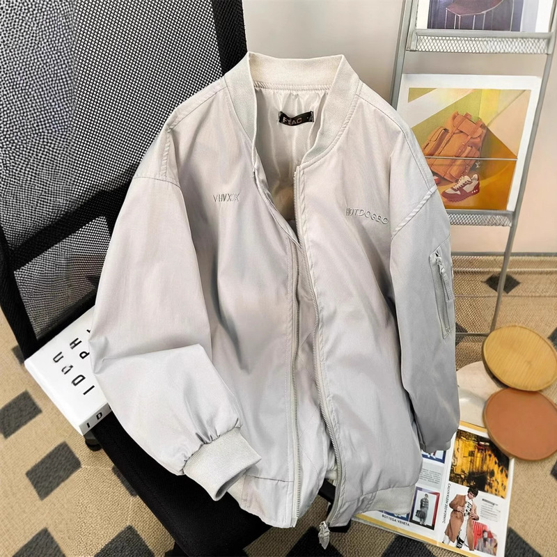 アメリカンバイブ刺繍野球ユニフォームメンズ春秋トレンディブランドハイストリートジャケットルーズカップルボンバージャケット男性用|undefined