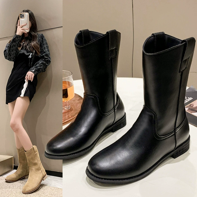 Новые короткие сапоги женские 2024 весенние и осенние сапоги матовые мягкие короткие сапоги женские плоские сапоги черт сапоги Мартин сапоги