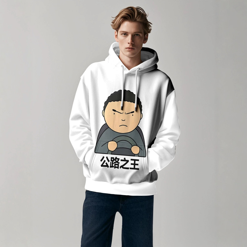 New autumn and winter collection: Road King hooded printed sweatshirts, available in loose, oversized fits for men and women, perfect as a couple's outfit or for casual wear