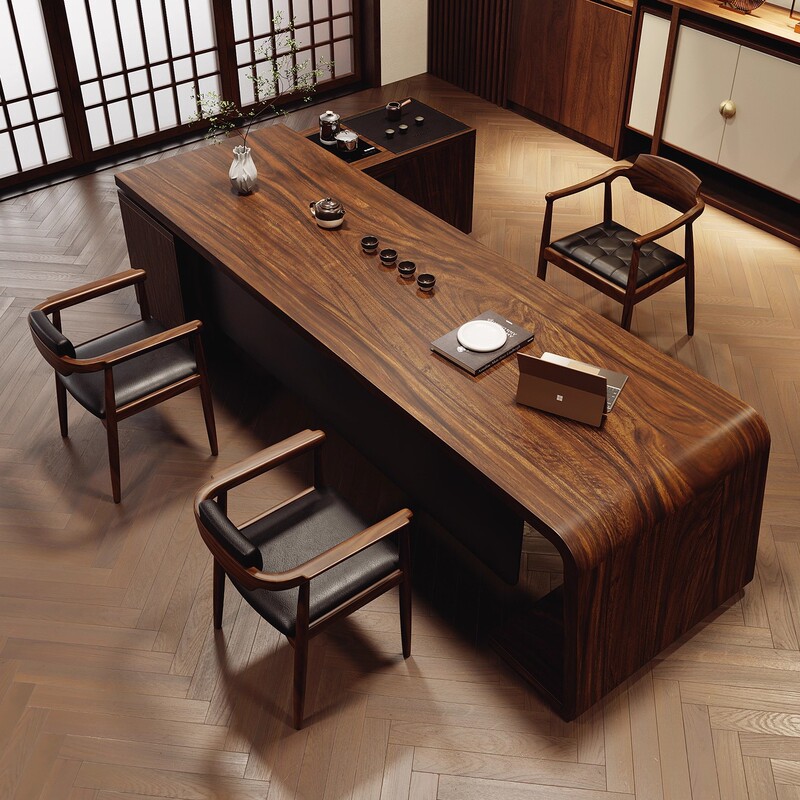 South American Walnut Villa Study High-End Desk Office Manager Conference Room Boss Desk Large Board Tea Making All in One