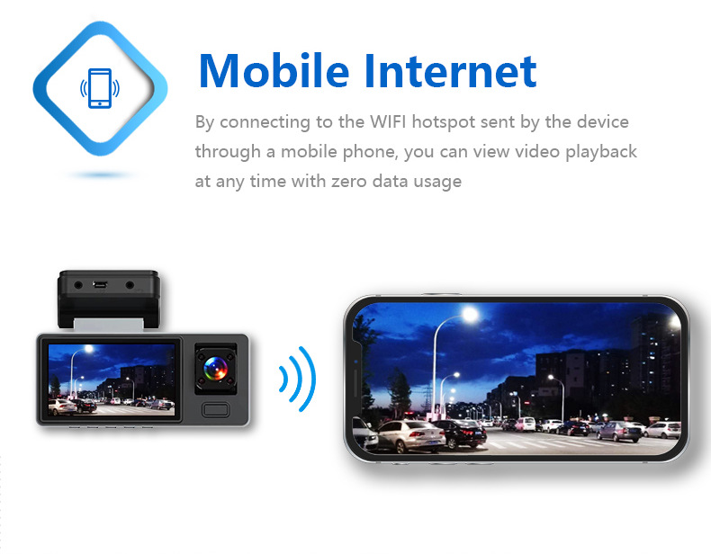 Cross-border new three-recording A8 driving recorder wifi mobile phone connection HD night vision three-lens wide-angle Cardvr