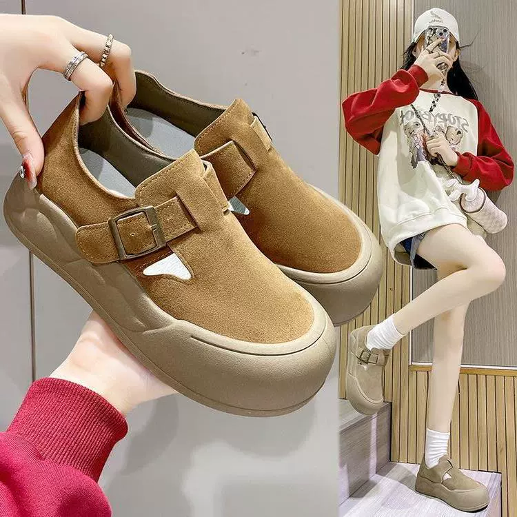 Европейский вокзал Туфли Birkenn Женская осень-зима 2024 Новый ретро большая голова матовый досуг Один педаль модные одиночные туфли