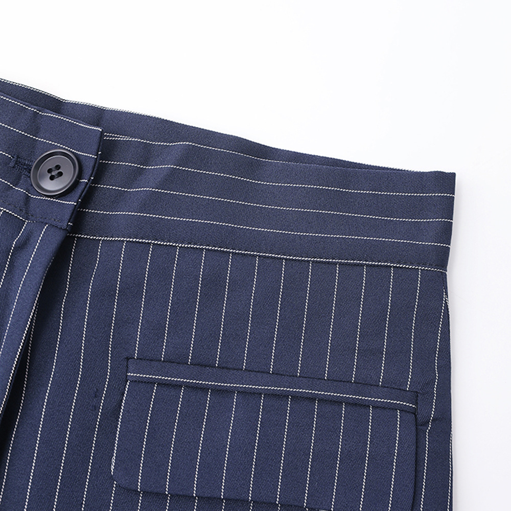 Giacca da abito da donna di alta qualità, nuovo stile per primavera e autunno, a righe, con cintura staccabile, abito in due pezzi_voghion.com