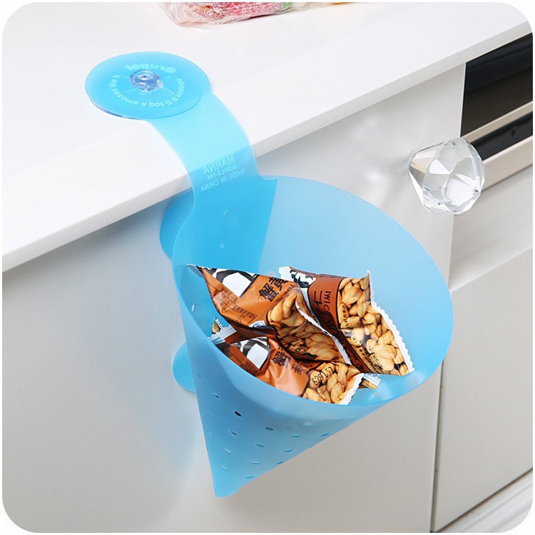 Cesta de drenaje triangular con ventosas Cesta de verduras Cesta de basura Cesta de limpieza de cocina creativa
