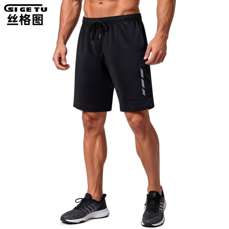 Silk Picture Cross-Border Sports Shorts Men's Summer Elastic Quick-Drying Fitness Pants Outdoor Sweat-Proof Basketball Training Running Pants