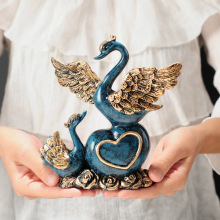 天鹅摆件陶瓷装饰品客厅结婚礼物电视柜酒柜工艺品花瓶摆设批发