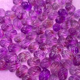 天然白水晶 紫塔晶 粉晶柠檬黄水晶通孔扭扭珠DIY手串配珠手工编