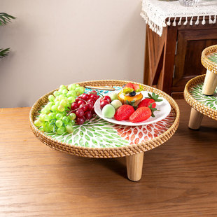 Scandinavian Style Handmade Rattan Woven Shell Bay Window Coffee Table Sofa Small Coffee Table Tatami Small Round Table Picnic Table