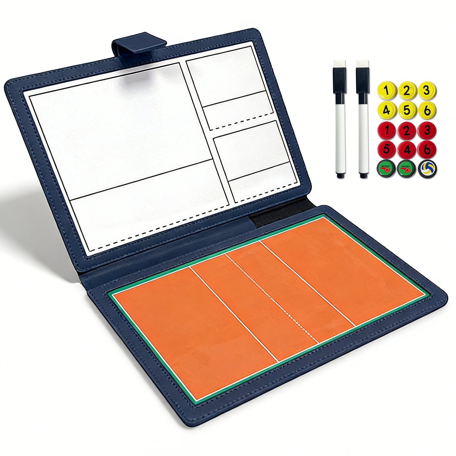 Leather folding volleyball tactical board, suitable for coaching, teaching, and demonstrating tactics during matches; a magnetic board for writing and erasing tactics