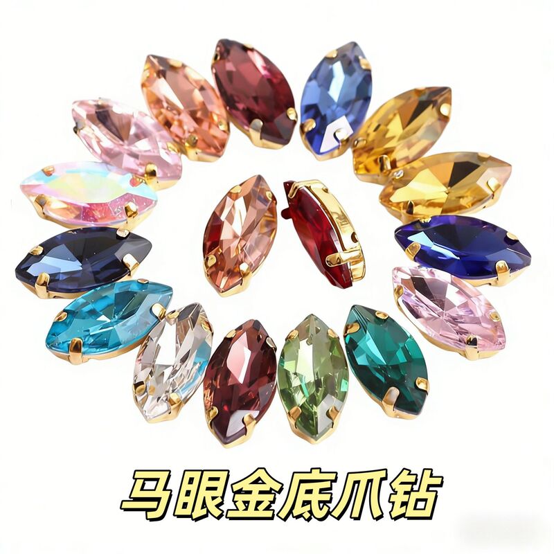 Wholesale Marquise Gold Bottom Claw Diamonds, Multi-Specification Hand-Sewn Claw Diamonds, Four-Corner Claw Diamonds, Shoe Bags, Jewelry Accessories, Glass Crystal Diamonds Wholesale Marquise Gold Bottom Claw Diamonds, Multi-Specification Hand-Sewn Claw Diamonds, Four-Corner Claw Diamonds, Shoe Bags, Jewelry Accessories, Glass Crystal Diamonds