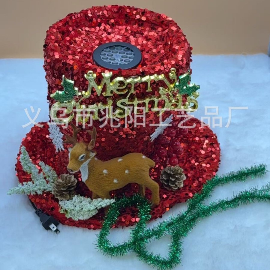 Navidad interior luminoso sombrero de árbol de Navidad decoración de lámpara de proyección sombrero de caramelo sombrero de arco de sequillas sombrero de árbol