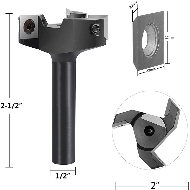 1/2柄三刃四刃T型刀  开槽刀T型榫刀木工锣铣刀Spoilboard Router