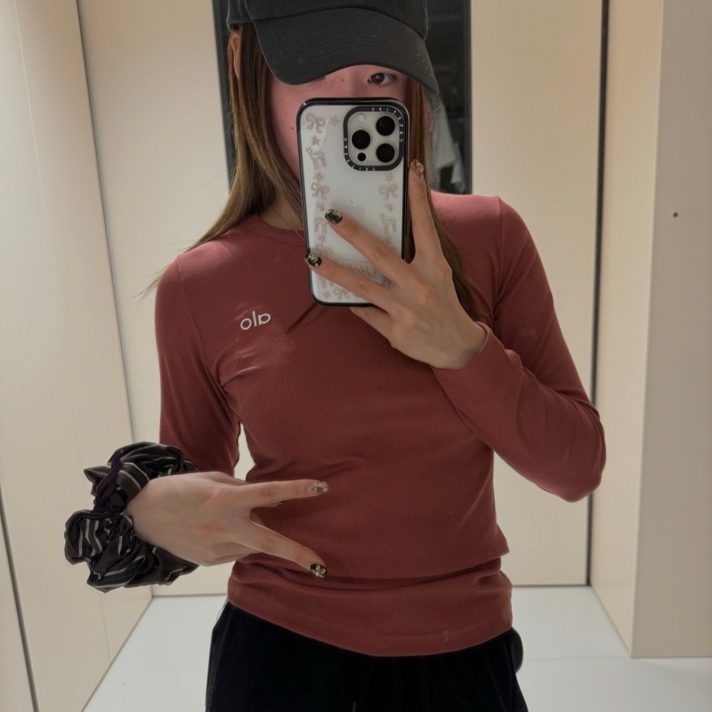 alo女式打底衫25秋季新款圆领印花百搭休闲修身显瘦高弹舒适上衣|undefined