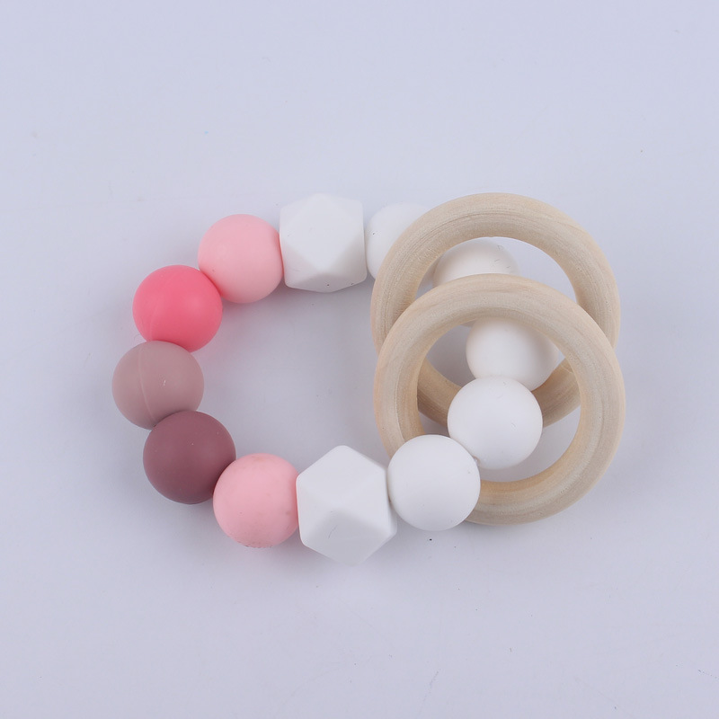 Nuevos suministros para bebés Cadena de chupete DIY creativo contraste color cuentas de silicona mordedor anti-caída traje de cadena