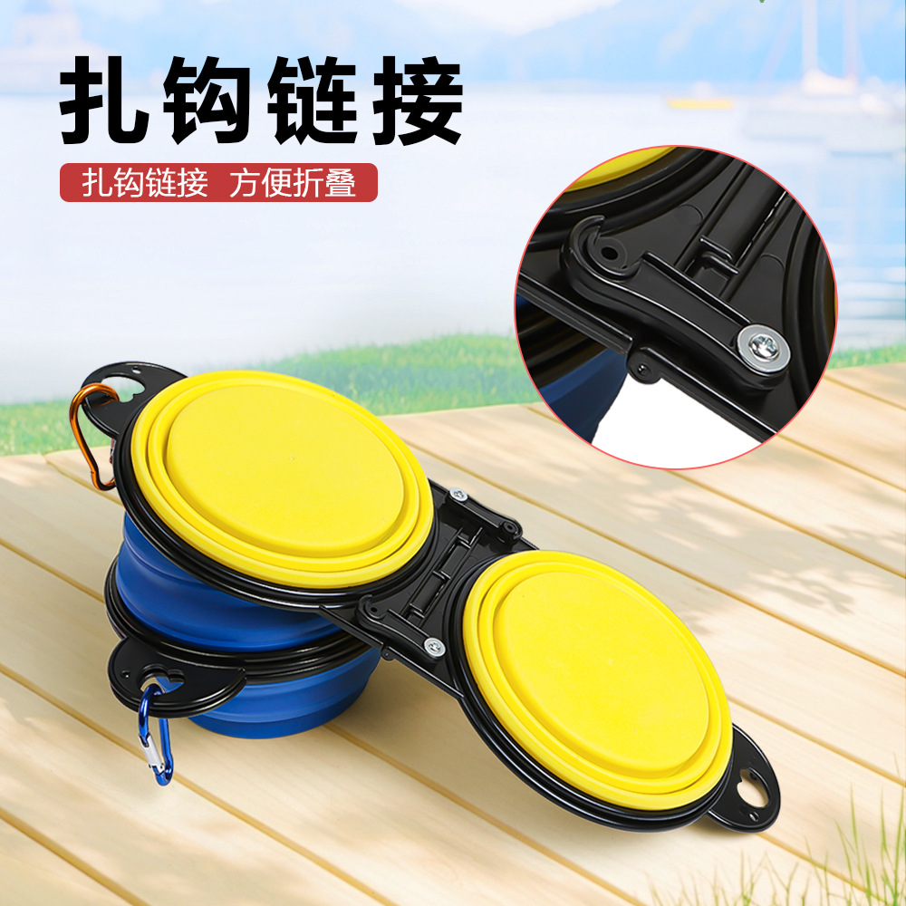 Explosiones transfronterizas para mascotas plegables 350ml tazón pequeño doble tazón portátil TPE multifuncional tazón para mascotas para perros tazón para gatos