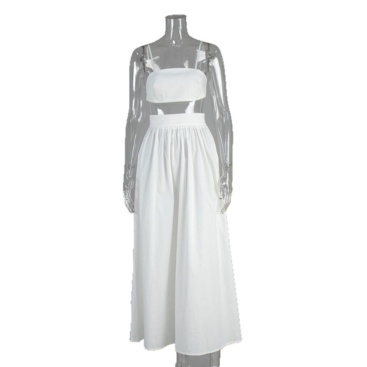 Cross-Border Pure Cotton Camisole Half-Length European And American 2025 Spring Summer New Sexy Lingerie Long Dress Set_ecoleips.com