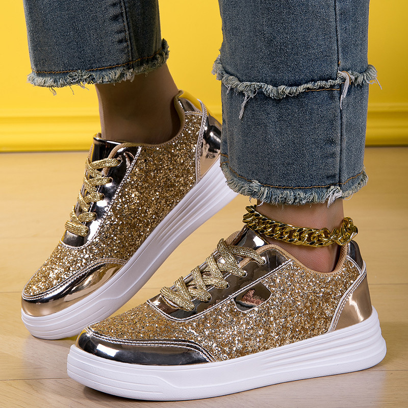 26 Spring and Autumn Cross-Border Version Casual Sports Sneakers Large Size Shiny Fashion Women's Shoes Low-Top Lace-Up Shiny Shoes Dropshipping 26 Spring and Autumn Cross-Border Version Casual Sports Sneakers Large Size Shiny Fashion Women's Shoes Low-Top Lace-Up Shiny Shoes Dropshipping