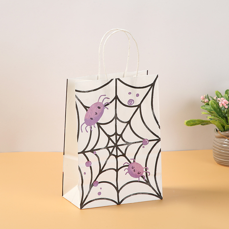 Kraft Paper Material Halloween Cool Style Pumpkin Spider Web Ghost Kraft Paper Daily Gift Bags 1 Piece