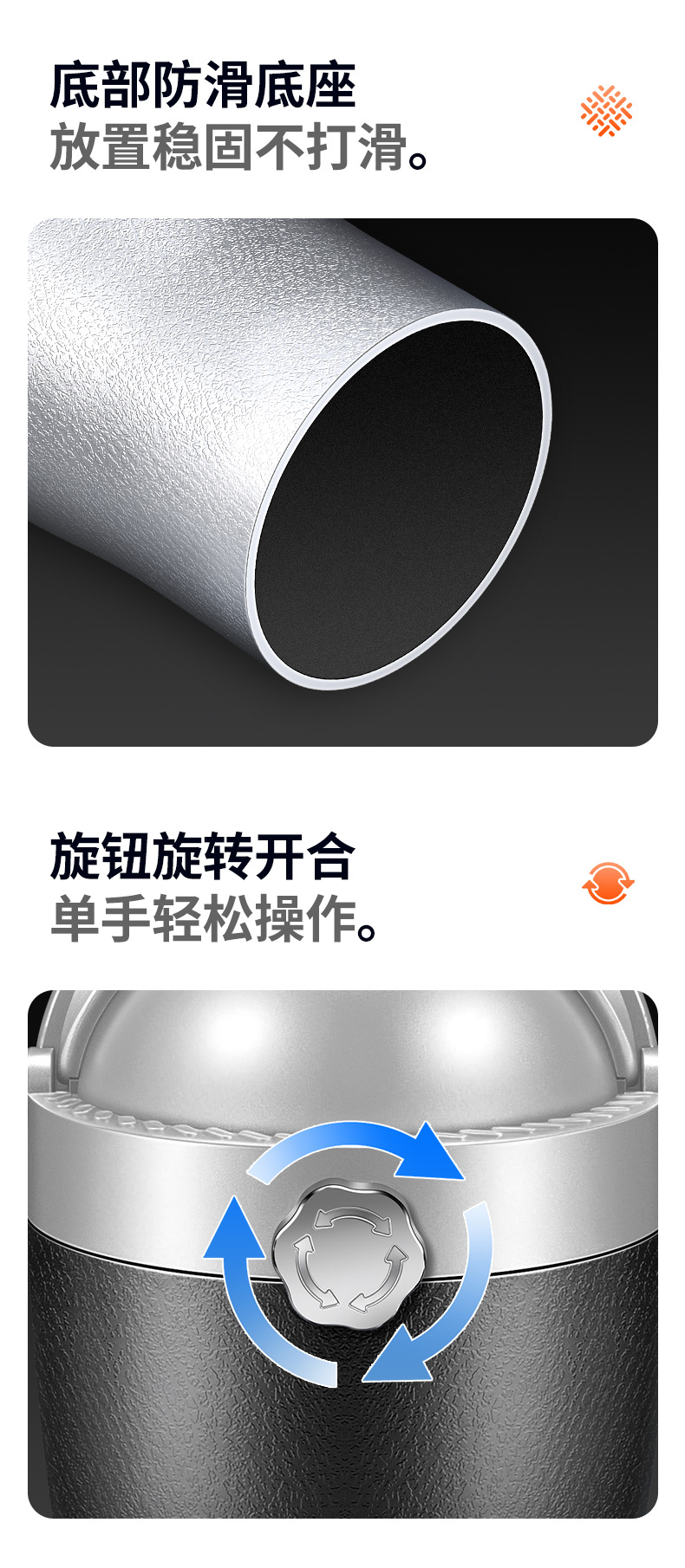 New cross-border car ashtray with rotating lid, funnel design to prevent ash from flying, creative and high-end for use inside the car