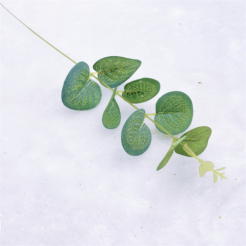 Una hoja de dinero hoja de eucalipto planta verde flor artificial Planta artificial boda arreglo floral accesorios hoja decorativa hierba artificial image 5