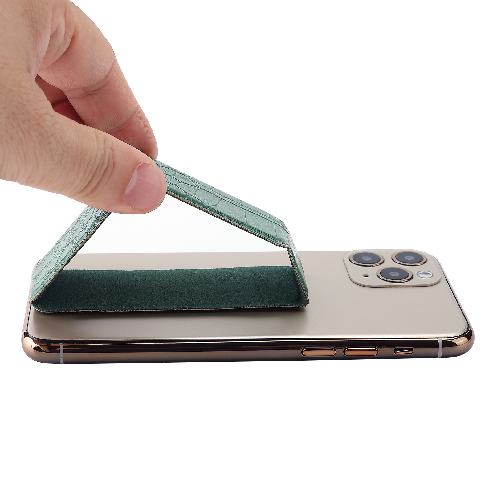 El soporte pequeño de pasta versátil es adecuado para todos los modelos de teléfonos móviles. Soporte de teléfono móvil de cuero PU con absorción magnética plegable