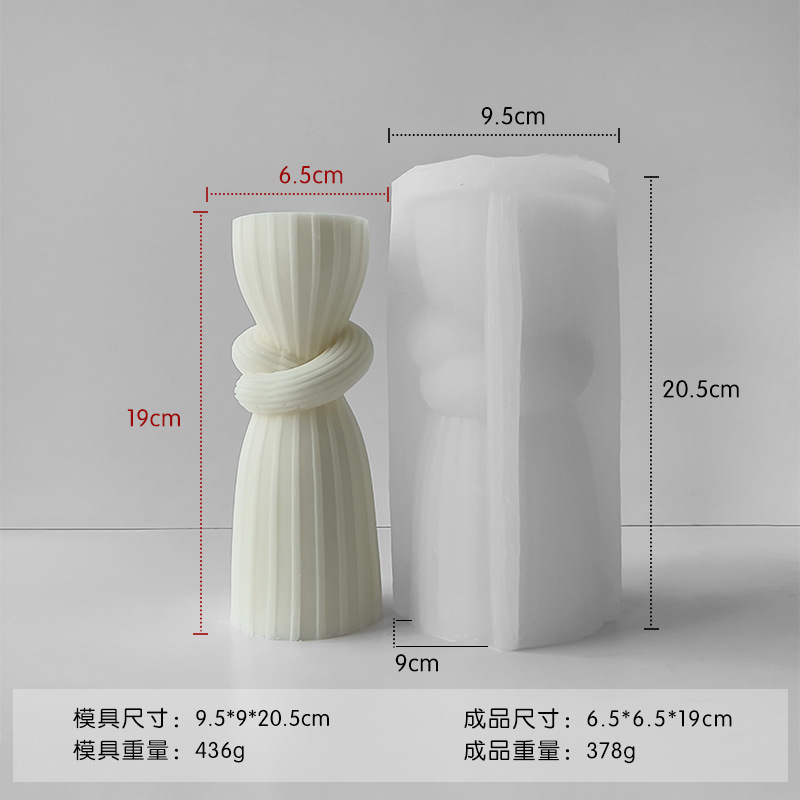 Jiahuimei molde de vela cilíndrica a rayas DIY ondulado pilar redondo aromaterapia yeso adorno molde de silicona