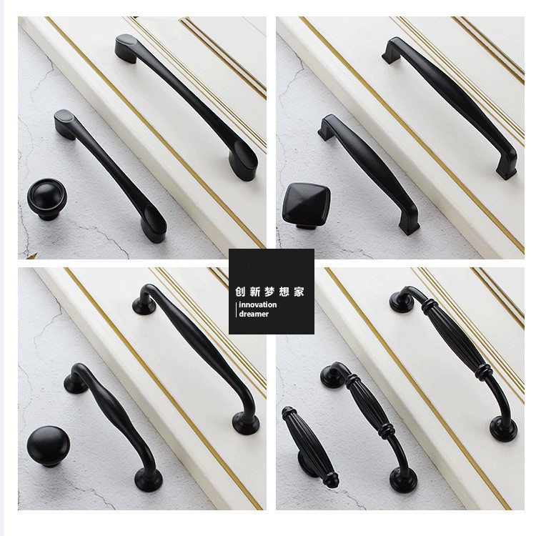 黑色櫃門拉手衣櫃門把手雙孔櫥櫃抽屜櫥現代簡約外貿單孔門把五金