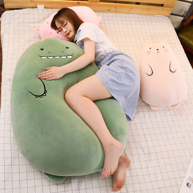 Dinosaur Plush Toy, Cute Pig Doll for Girls to Hold on the Bed, Sleeping Doll, Long Pillow Cushion Doll